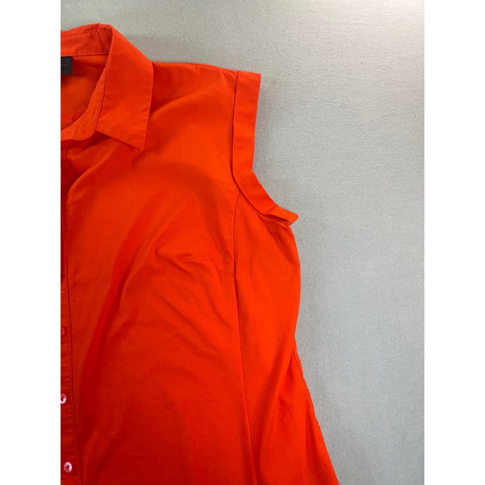 Worthington Womens XL Orange Sleeveless Button Down Shirt Stretch Career Blouse - Picture 4 of 8